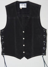 Black heavy weight suede laced vest without front pockets