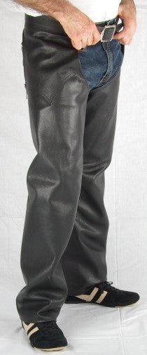Black leather mens chaps.
