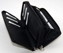 Ladies zip up purse, black leather. #Lucy-01