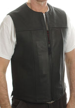 Elite Leather vest, zip front with adjustable zip sides. Original design by Gypsy Leather.