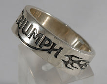 Sterling silver mens Triumph flame ring #1084