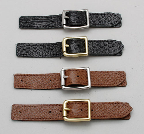 Stainless steel or Brass vest buckle and Faux Snake covered strap sets.