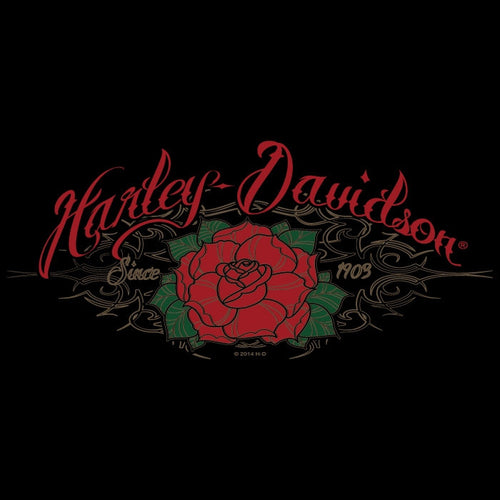 Harley-Davidson  Rose Vine Scoop neck Womens, Black Tee-shirt