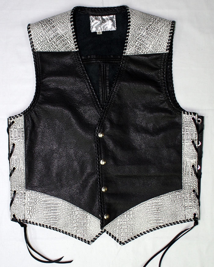 Black and clearance white leather vest