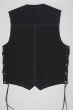 Black heavy weight water resistant suede laced vest without front pockets