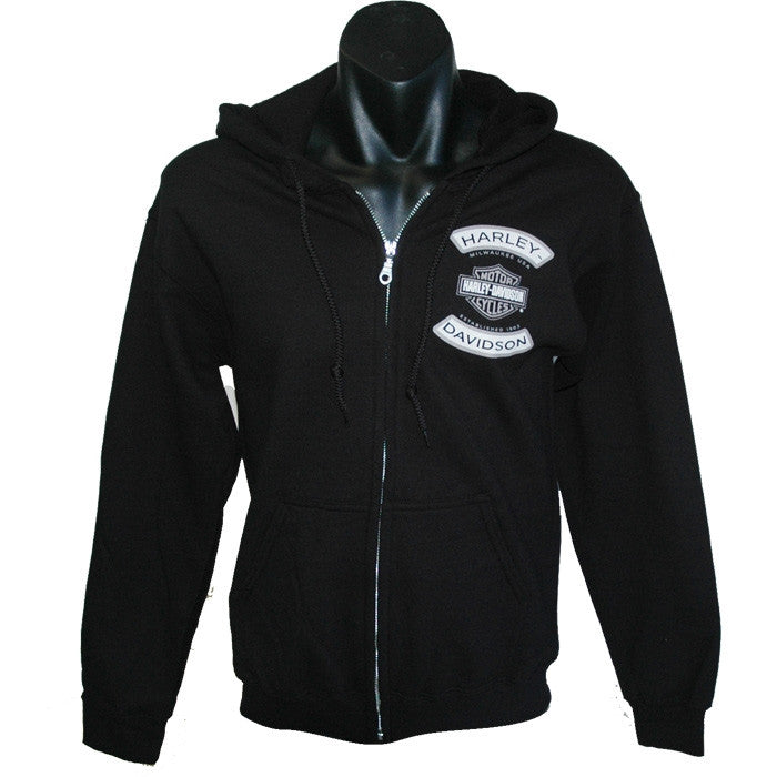 H-D Winged Bar and Shield printed zip front hoodie