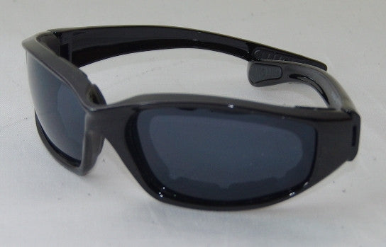 Padded sunglases - Smoke lens or Yellow lens, Gloss Black frame.