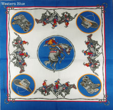 Western Bandana 54 cm square. Assorted designs. Made in the USA, Poly Cotton