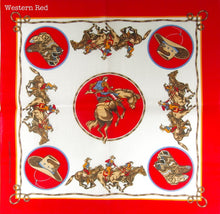 Western Bandana 54 cm square. Assorted designs. Made in the USA, Poly Cotton