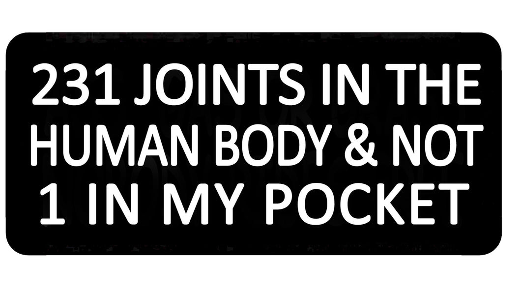 231 joints in the human body & not one in my pocket. 100mm embroidered patch
