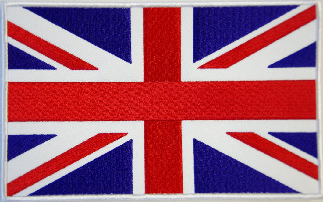 British flag, Union Jack. 200mm wide x 130 high embroidered patch