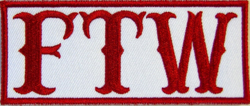 FTW, Forever Two Wheels. 100mm wide embroidered patch