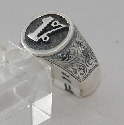Sterling silver 1% mens cygnet ring.  Mens ring #1173