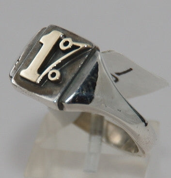 Sterling silver ring with 9 ct gold 1%.  Mens ring #752