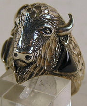 Sterling silver mens Buffalo Head ring #R222