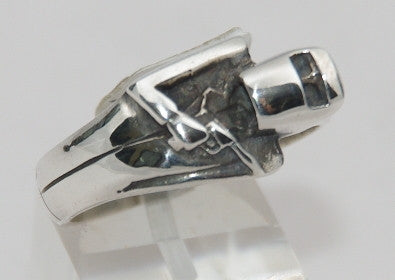 Sterling silver Ned Kelly. Mens ring #542