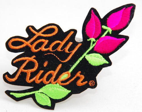 Lady Rider. 8 cm wide x 9 cm high embroided patch