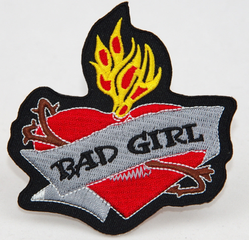 Bad Girl. 90 mm wide x 95 mm high embroided patch P-081