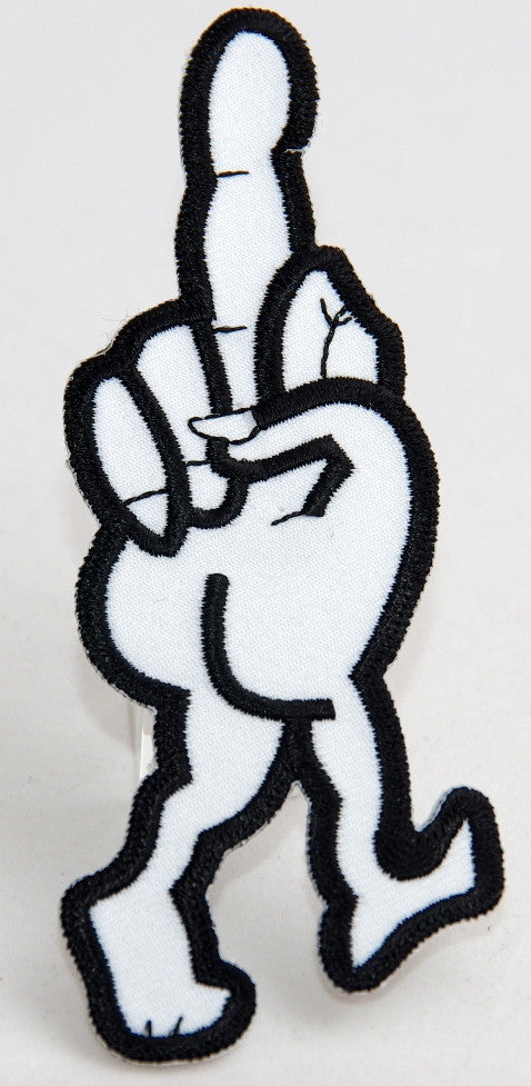 Walking finger.  45 mm wide x 115 mm high embroided patch P-091