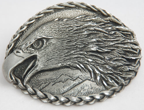 Eagle belt buckle, pewter. Made in USA