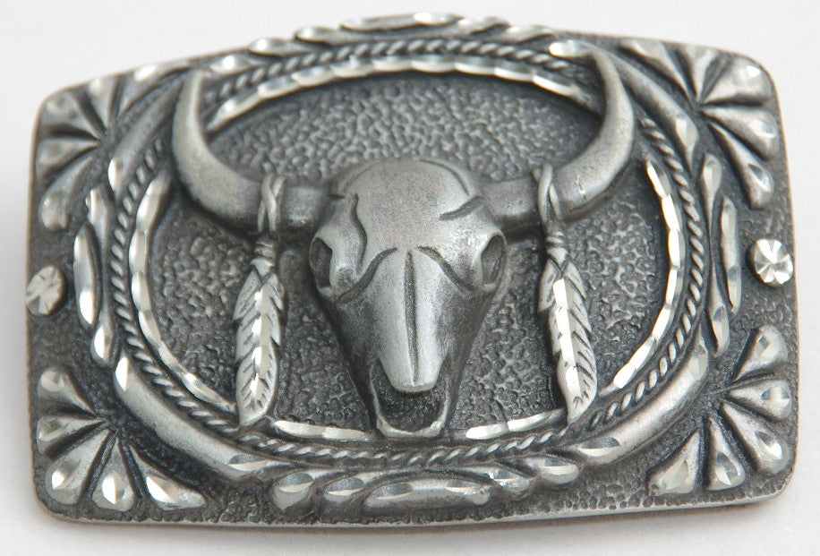 Cow Skull, pewter buckle. Made in USA