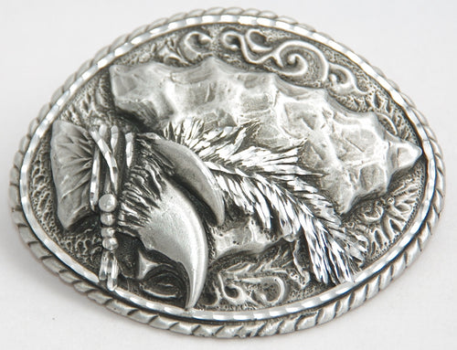 Arrow head belt buckle, pewter. Made in USA