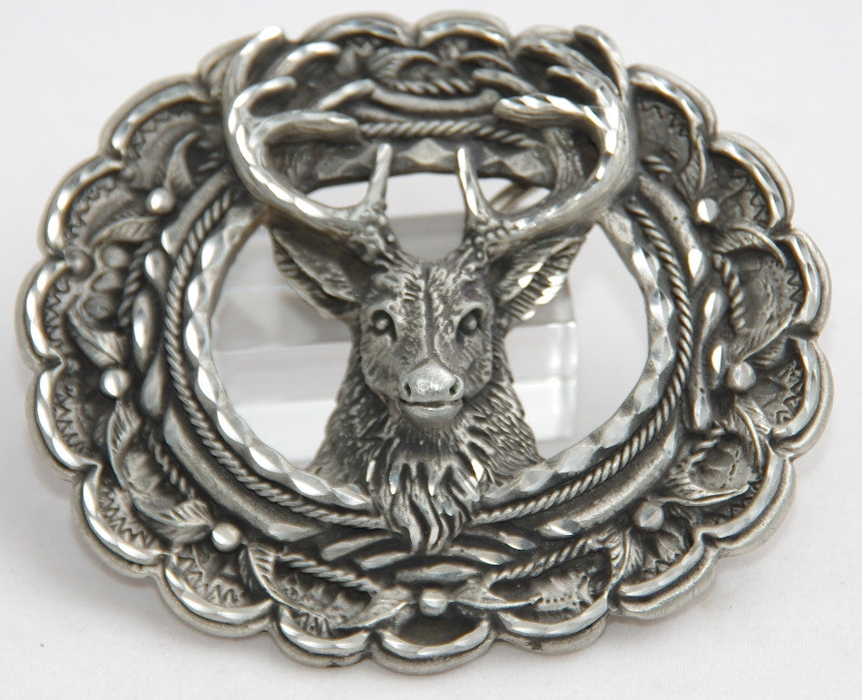 Stagg Head belt buckle, pewter. Made in USA