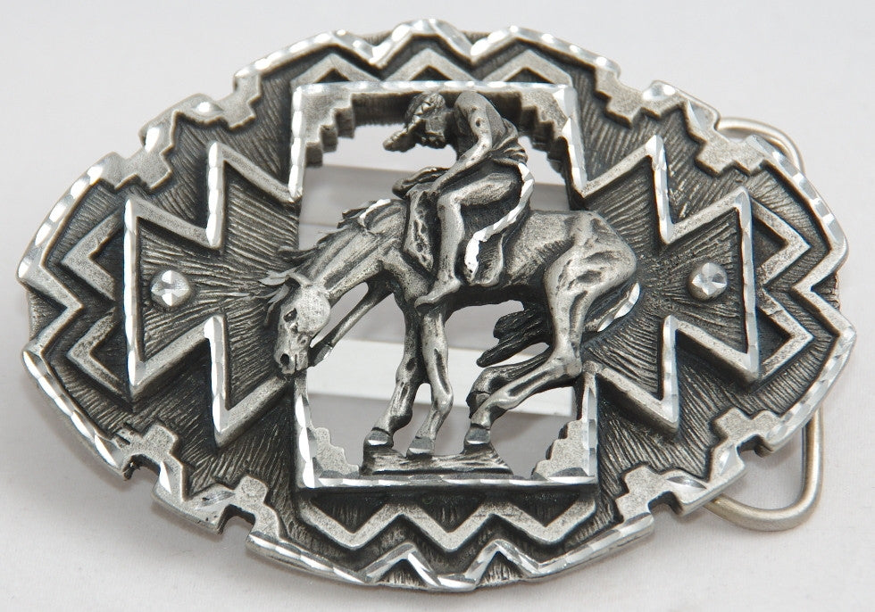 End of Trail belt buckle, pewter. Made in USA