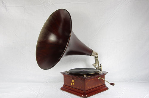 Columbia graphophone, mahogany cabinet with smooth mahogany horn.