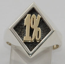 Sterling silver 1% ring with 9 ct gold 1%.  Mens ring #1169