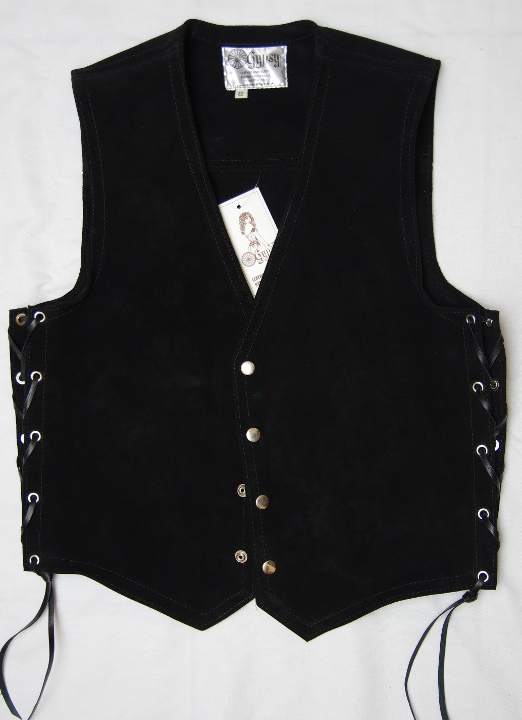 Black heavy weight water resistant 2.2 mm thick suede vest.