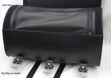 Heavy duty Deluxe and Standard black Leather back rack tour roll.