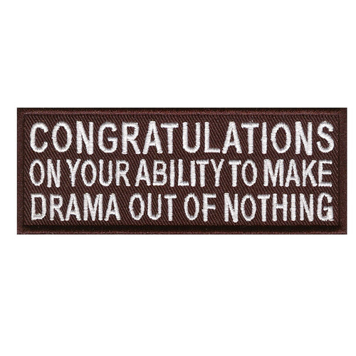 Congratulations, 100 mm wide x 36 mm high, embroided patch