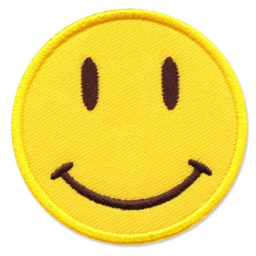 Smiley face, 63 mm wide diameter, embroided patch