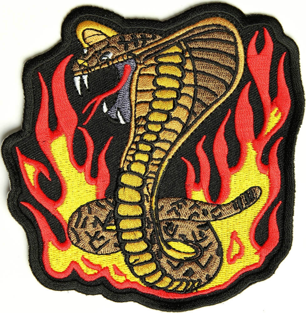 Cobra, 100 mm wide x 105 mm high, embroidered patch