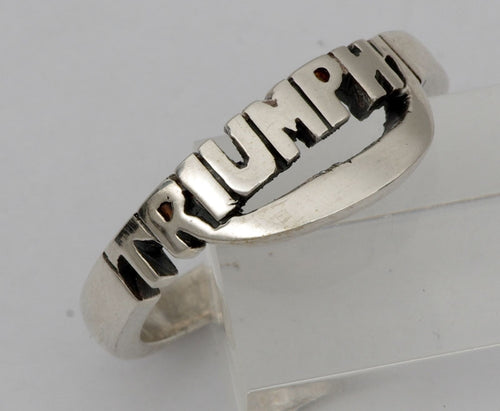 Sterling silver mens Triumph cut out ring #1176