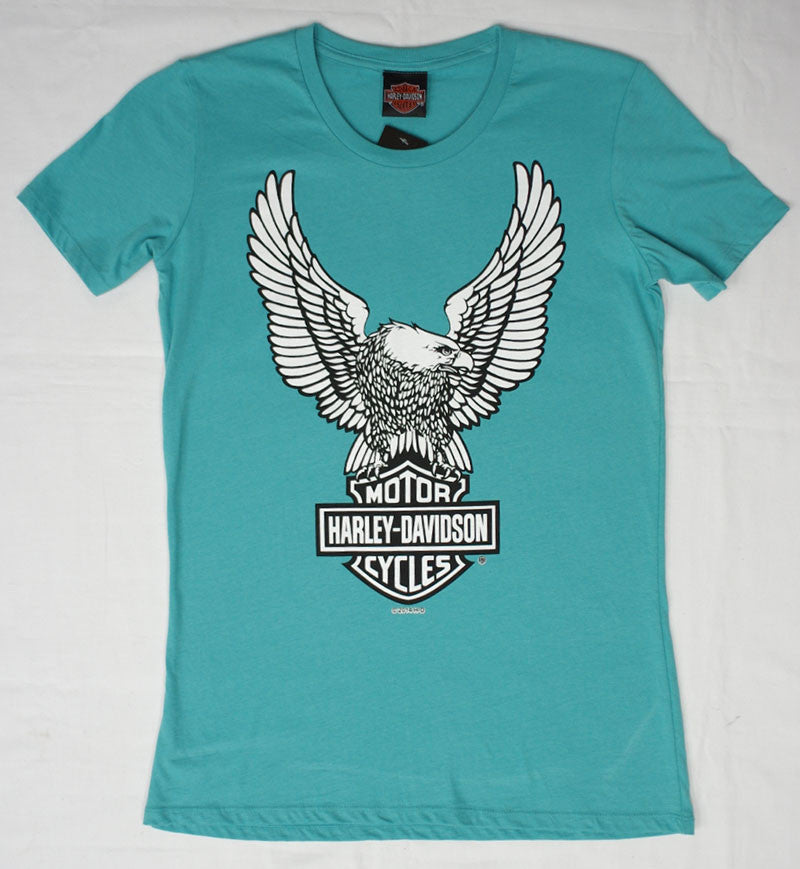 Harley-Davidson Eagle Bar and Shield, Teal, Womens Tee-shirt