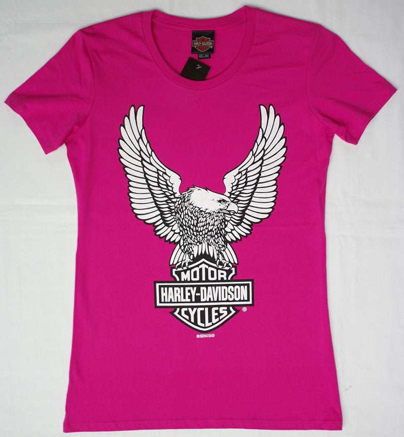 Harley-Davidson Eagle Bar and Shield, Hot Pink, Womens Tee-shirt