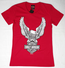 Harley-Davidson Eagle Bar and Shield, Red, Womens Tee-shirt