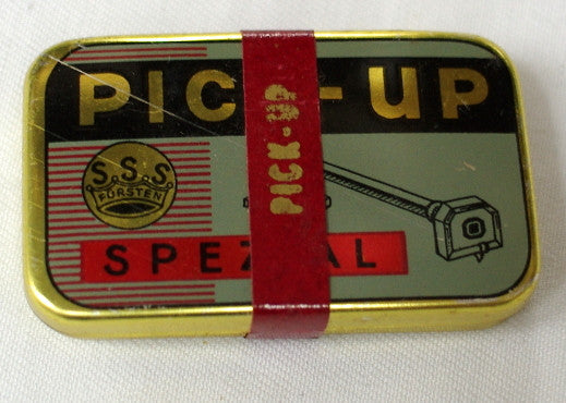 New old stock SSS special pickup steel needles in original tin unopened.