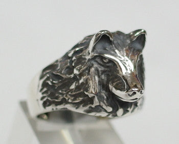 Sterling silver (925) mens Wolf ring #1010
