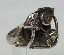 Sterling silver large Evolution motor ring.  Mens ring #378