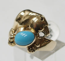 14ct Gold Panther with Turquoise ring, size Australia "P" USA "7 3/4"