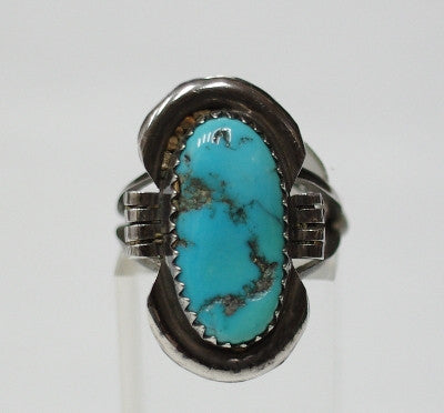 American Indian Ladies Ring, Navajo 925 Sterling Silver and Turquoise