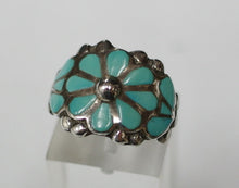 American Indian Ladies Ring, Zuni 925 Sterling Silver and Turquoise