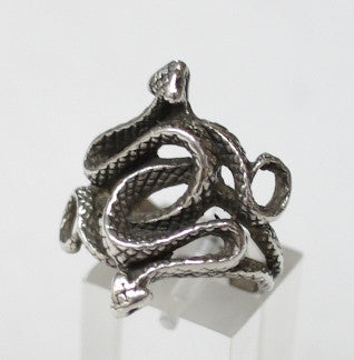 Sterling silver ring, twin snakes #507