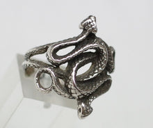 Sterling silver ring, twin snakes #507