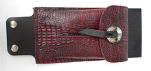 Tank pouch with zip front, faux croc print and nickle plated conchoe.