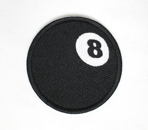 Eight ball. 78 mm diameter embroided patch