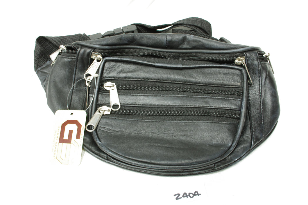 Leather Bum bag, 7 zip pockets. #2404